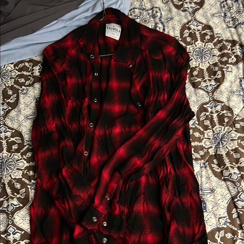 YoungLa Red and Black Plaid Shirt